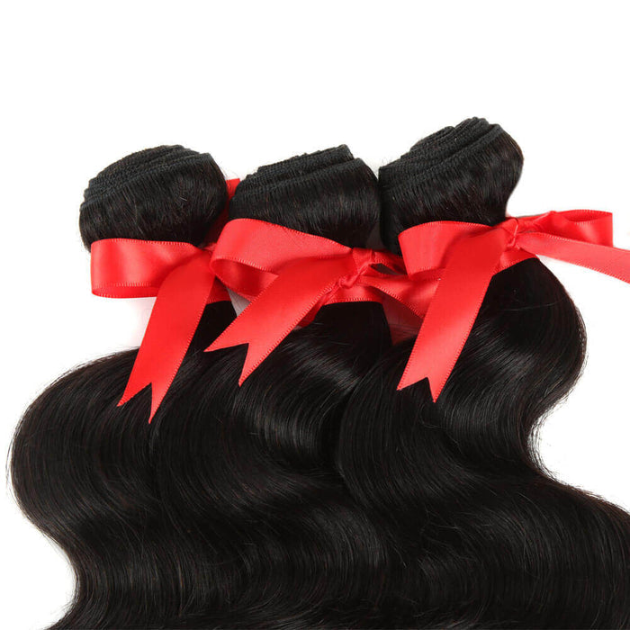 body wave natural black human hair 3 bundles