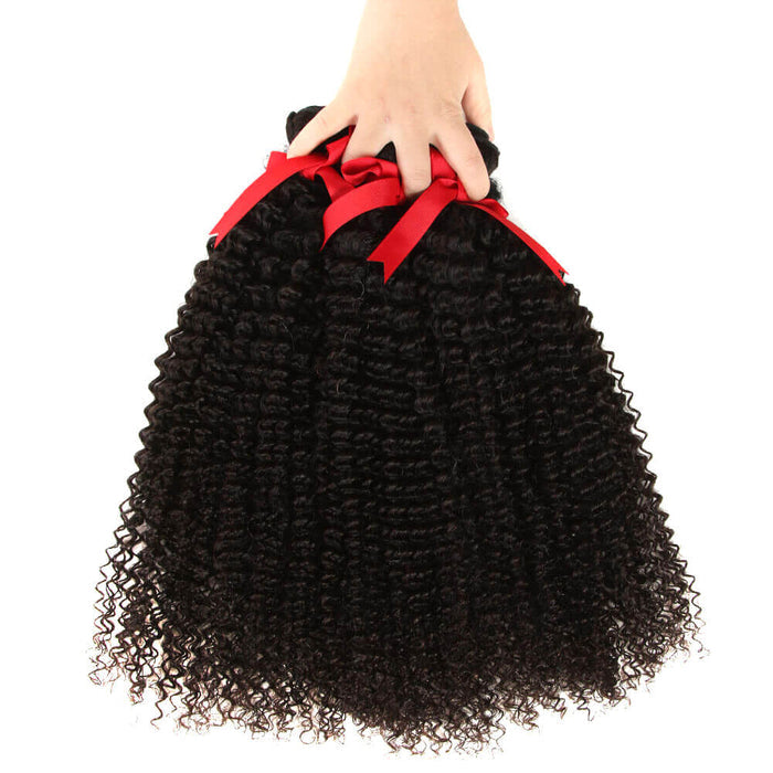 curly natural black human hair bundles 3pcs