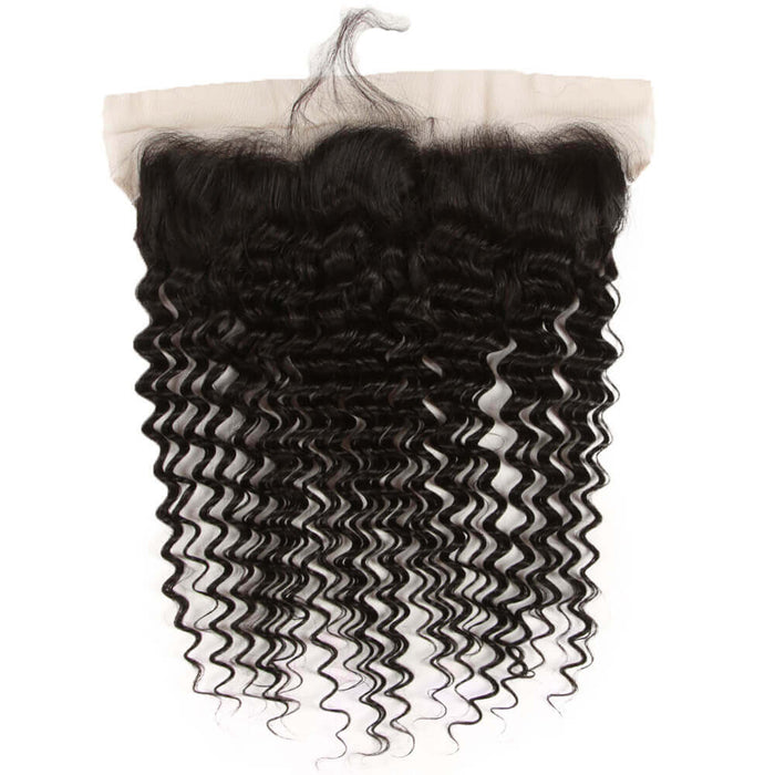 curly natural black 13*4 lace closure hair weave