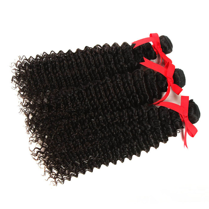 curly natural black virgin human hair 3 bundles