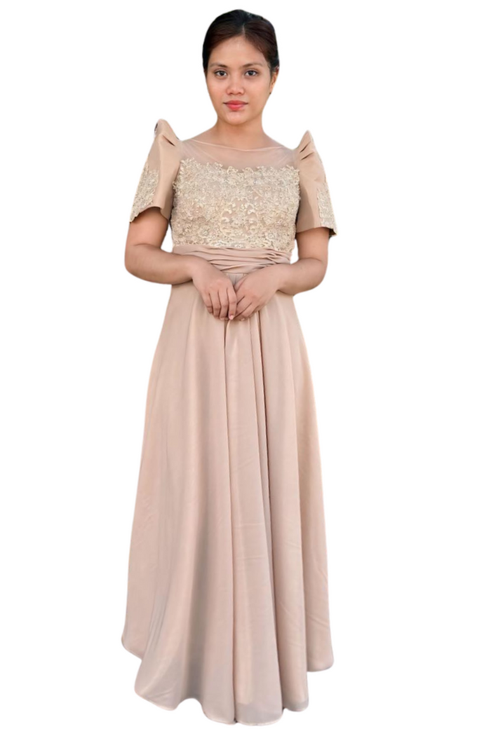 Dark Nude filipiniana with Lace