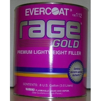 Gallon can of Evercoat Rage 112 Gold premium lightweight filler.