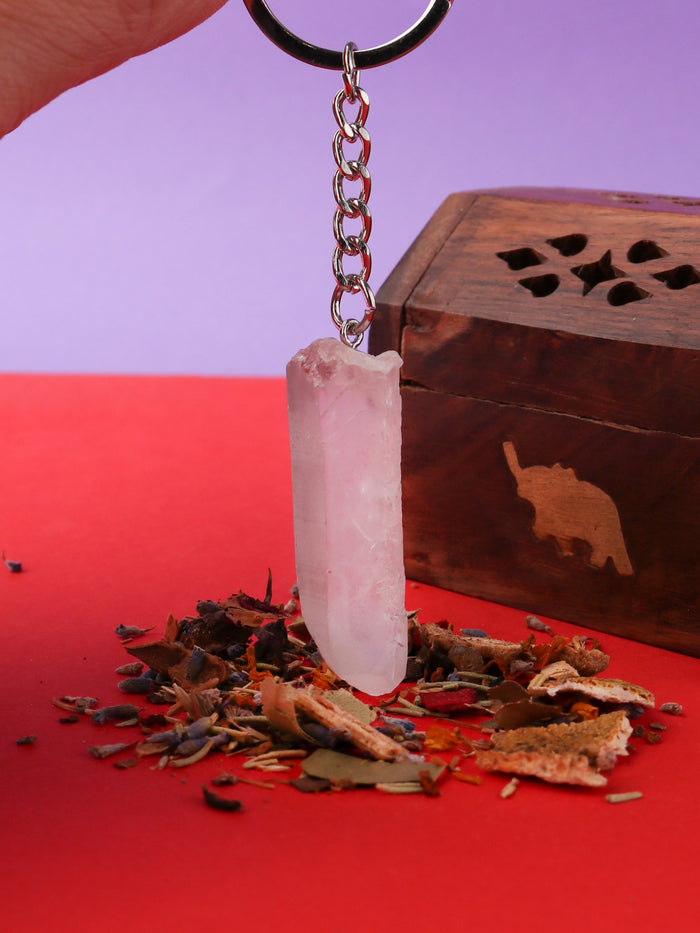 Raw Crystal Keyring | Clear Quartz-Image 1