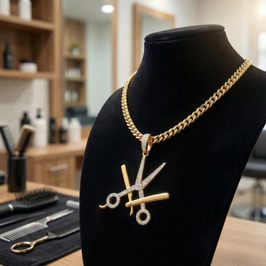 RAW N UNKUT SCISSOR,RAZOR HOLDER PENDANT + CHAIN