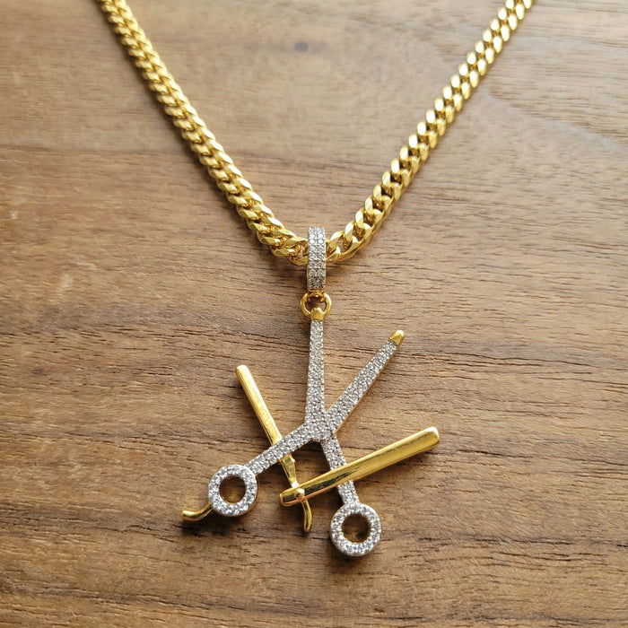 RAW N UNKUT SCISSOR,RAZOR HOLDER PENDANT + CHAIN