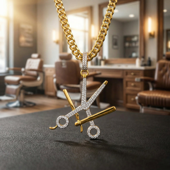 RAW N UNKUT SCISSOR,RAZOR HOLDER PENDANT + CHAIN