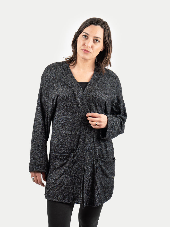 Rayon Kimono Cardigan | Black-Image 1