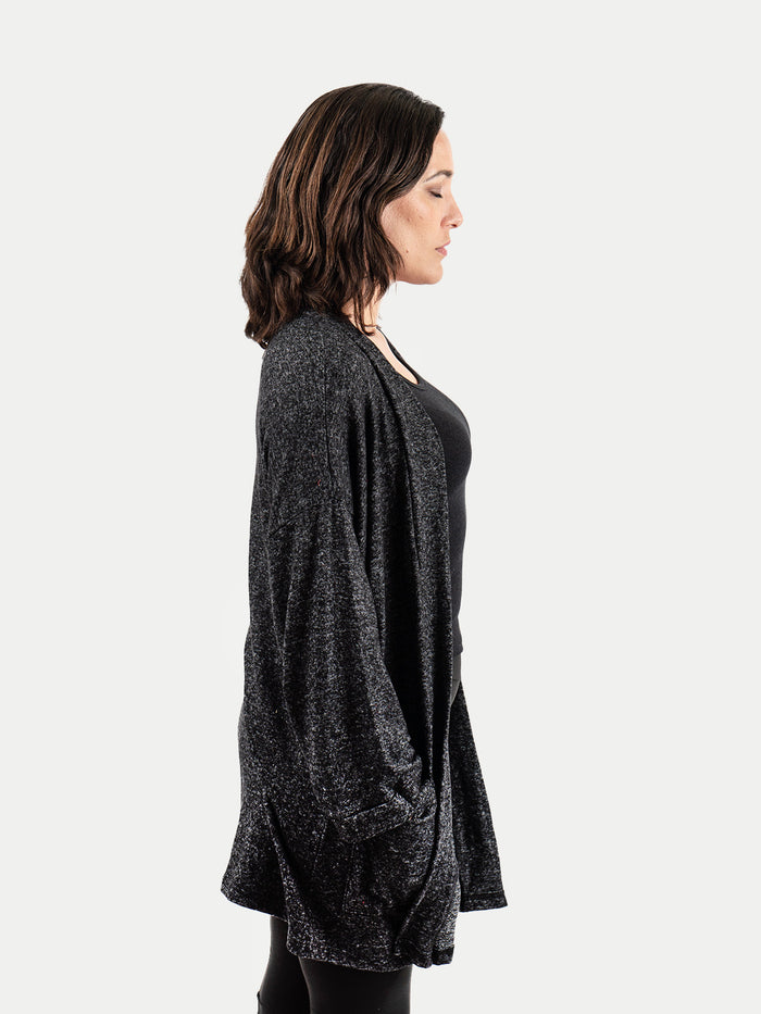 Rayon Kimono Cardigan | Black-Image 2
