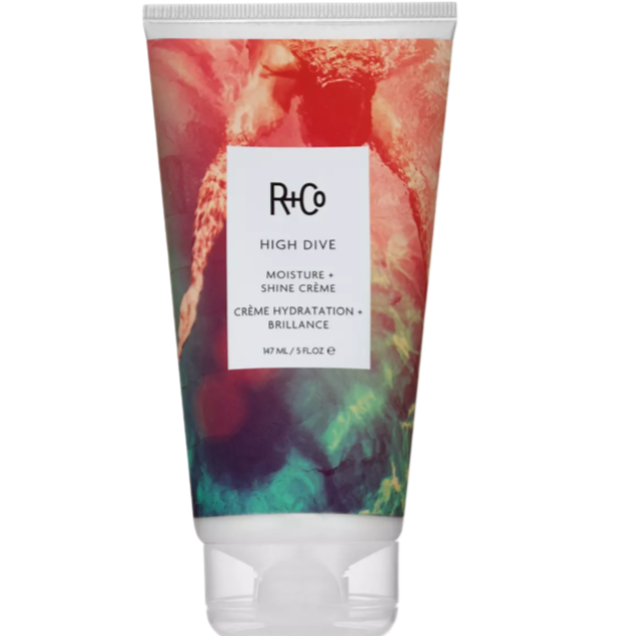 R+Co HIGH DIVE, moisture shine cream, frizz control hair cream, hydrating styling cream, anti-frizz hair product, smoothing leave-in conditioner, shine-boosting hair cream, softening hair moisturizer, R+Co styling product, hair cream for dry hair