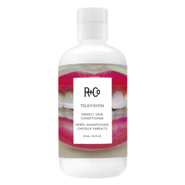 R+Co TELEVISION conditioner, all-in-one hair conditioner, body and shine conditioner, smoothing conditioner for damaged hair, strengthening conditioner for soft hair, R+Co perfect hair duo, conditioner for frizz and volume, shine boosting conditioner, small screen hair conditioner, multi-benefit hair conditioner