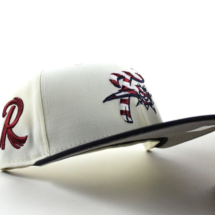 READING FIGHTIN PHILS R Patch 59Fifty New Era Fitted Hat (Chrome White Navy Gray Under Brim)