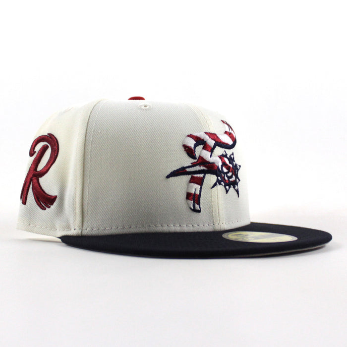READING FIGHTIN PHILS R Patch 59Fifty New Era Fitted Hat (Chrome White Navy Gray Under Brim)