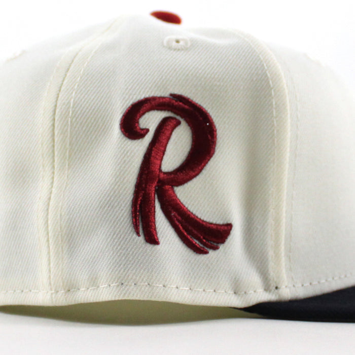READING FIGHTIN PHILS R Patch 59Fifty New Era Fitted Hat (Chrome White Navy Gray Under Brim)