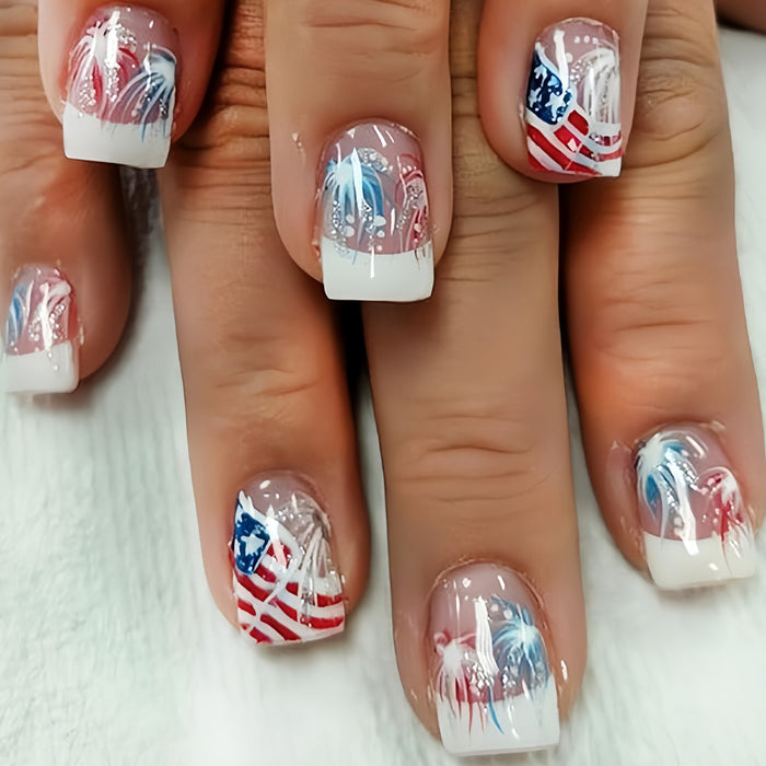 Red and blue color scheme American flag