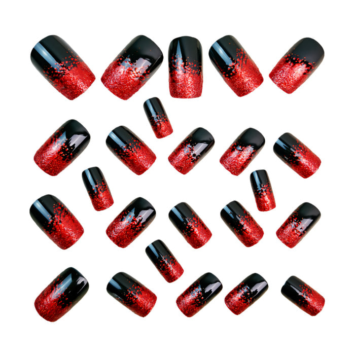 Red glitter ombre manicure
