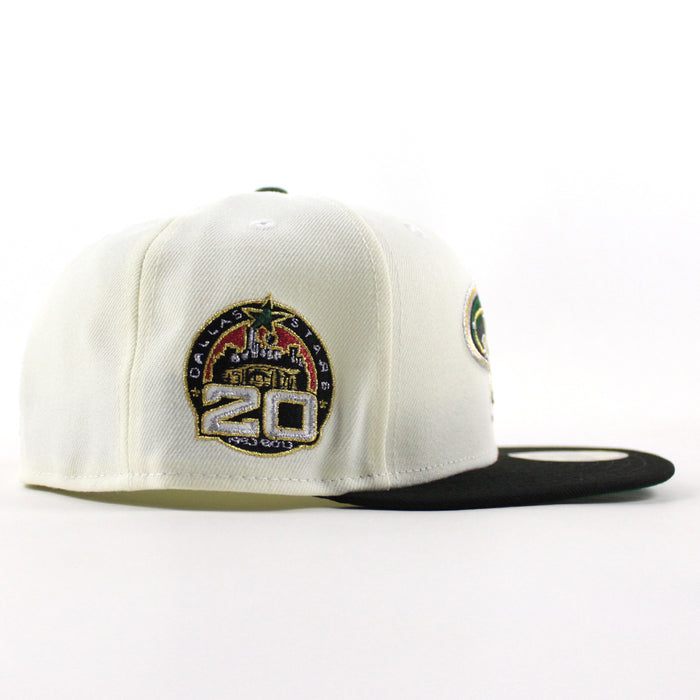 Retro Dallas Stars 20 Years New Era 59Fifty Fitted Hat (Chrome White Black Green Under brim)