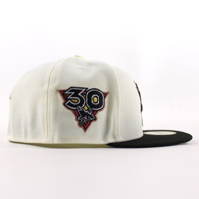 Retro San Jose Sharks 30 Years New Era 59Fifty Fitted Hat (Chrome White Black Gray Under Brim)