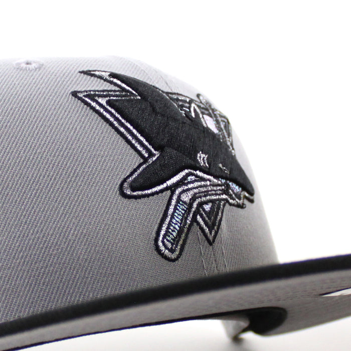 Retro San Jose Sharks 30 Years New Era 59Fifty Fitted Hat (Gray Black Gray Under Brim)