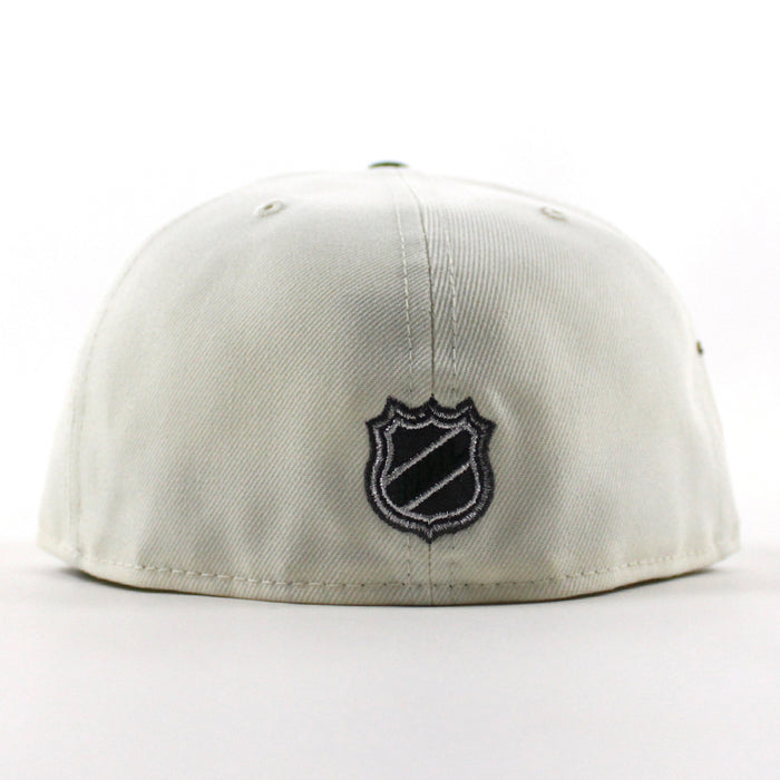 Retro San Jose Sharks 5th Season New Era 59Fifty Fitted Hat (Chrome White Black Green Under Brim)