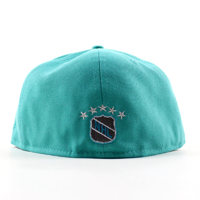Retro San Jose Sharks 5th Season Patch New Era 59Fifty Fitted Hat (Teal Green Under Brim)