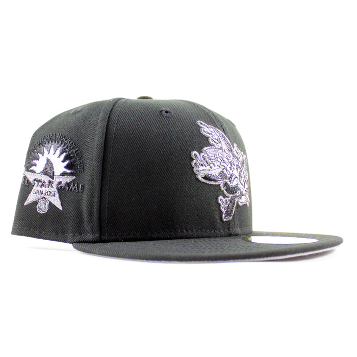 Retro San Jose Sharks All Star Patch New Era 59Fifty Fitted Hat (Black Gray Under Brim)