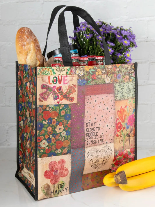 Set of 5 Grocery Bags - Patchwork Be Happy-view 1