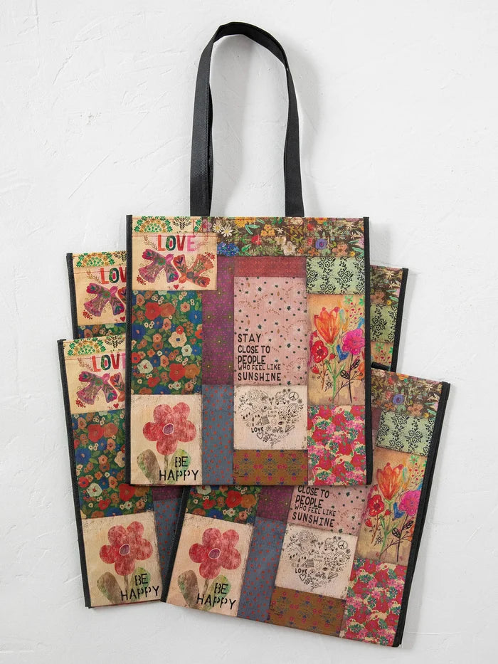 Set of 5 Grocery Bags - Patchwork Be Happy-view 2