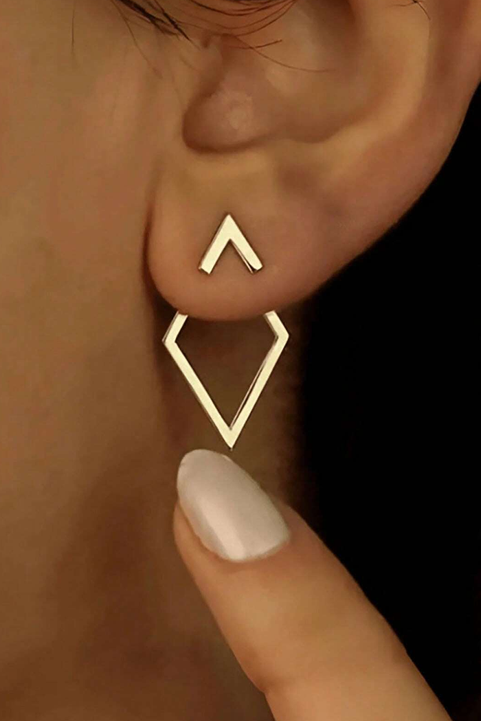 Little Daisy Closet rhombus earrings featuring geometric metal design, silver finish, and dangle style for a modern accessory look.