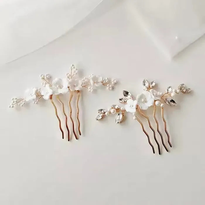 Wedding Hair Accessories - Ceramic Flowers Bridal Hair Comb