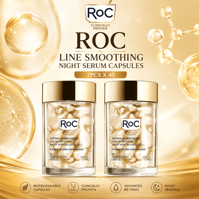 ROC Line Smoothing Night Serum Capsules (2pcs x 40) كبسولات سيروم ليلي لتنعيم الخطوط من روك - Princess Cosmetics Qatar