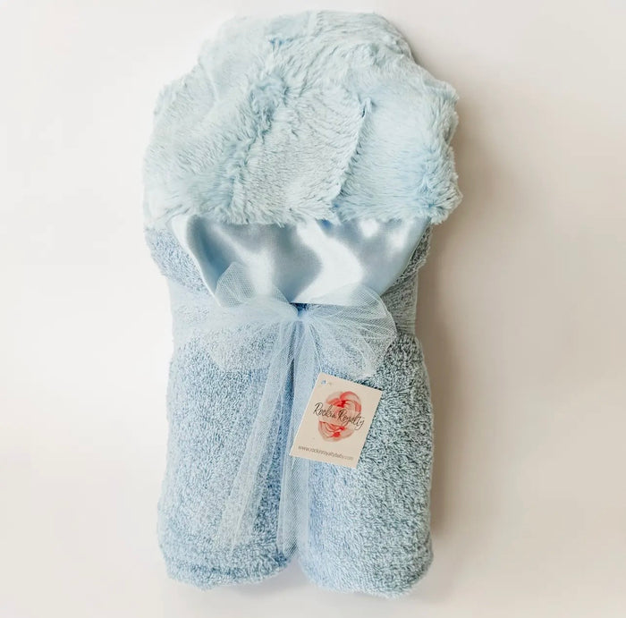 Rockin Royalty Classic Baby Blue Plush Hooded Towel