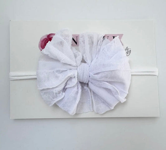 Rockin Royalty Skinny Mini Ruffled Headband White