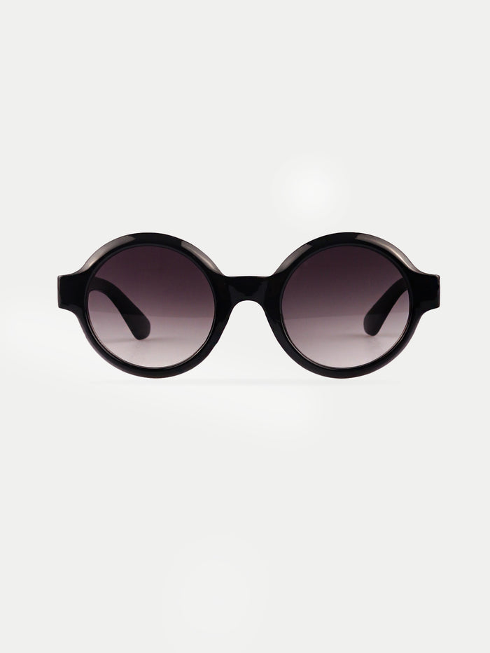 Round 80's Mod Sunglasses | Black-Image 1
