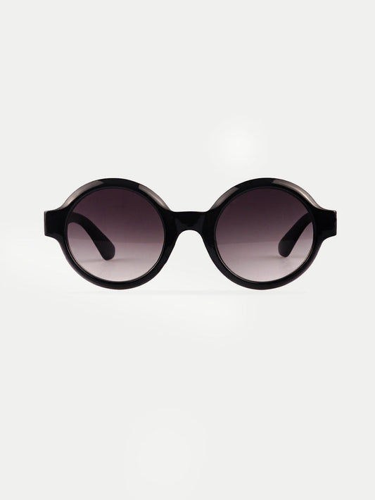 Round 80's Mod Sunglasses | Black-Image 1