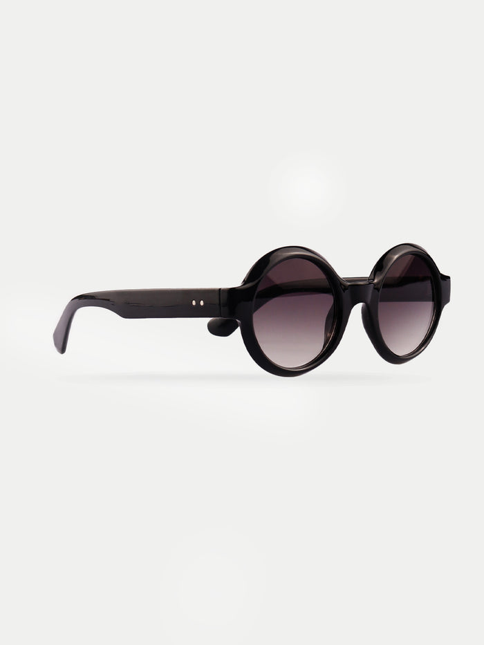 Round 80's Mod Sunglasses | Black-Image 2