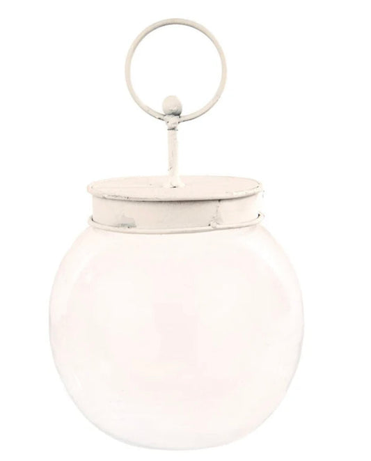 Round Top Bubble Jar with White Lid