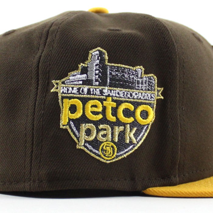 San Diego Padres Petco Park New Era 59Fifty Fitted Hat (Walnut Gold Gray Under Brim)