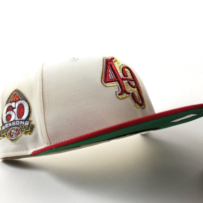 San Francisco 49ers 60th Anniversary New Era 59Fifty Fitted Hat (Chrome White Scarlet Red Gray Under Brim)