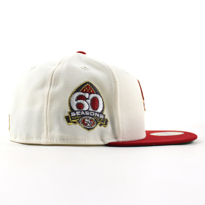 San Francisco 49ers 60th Anniversary New Era 59Fifty Fitted Hat (Chrome White Scarlet Red Gray Under Brim)