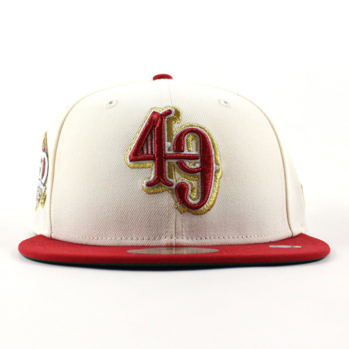 San Francisco 49ers 60th Anniversary New Era 59Fifty Fitted Hat (Chrome White Scarlet Red Gray Under Brim)