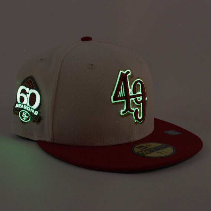 San Francisco 49ers 60th Anniversary New Era 59Fifty Fitted Hat (Chrome White Scarlet Red Gray Under Brim)