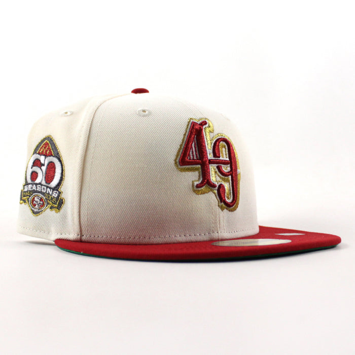 San Francisco 49ers 60th Anniversary New Era 59Fifty Fitted Hat (Chrome White Scarlet Red Gray Under Brim)