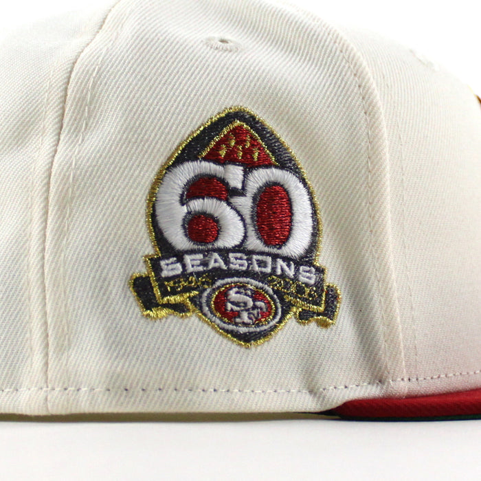 San Francisco 49ers 60th Anniversary New Era 59Fifty Fitted Hat (Chrome White Scarlet Red Gray Under Brim)