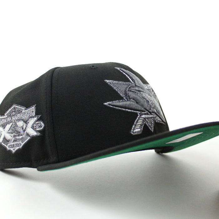 San Jose Sharks 20th Anniversary New Era 59Fifty Fitted Hat (Black Green Under Brim)
