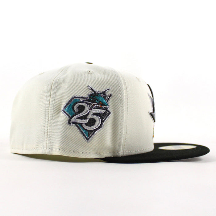 San Jose Sharks 25 Years New Era 59Fifty Fitted Hat (Chrome White Black Gray Under Brim)