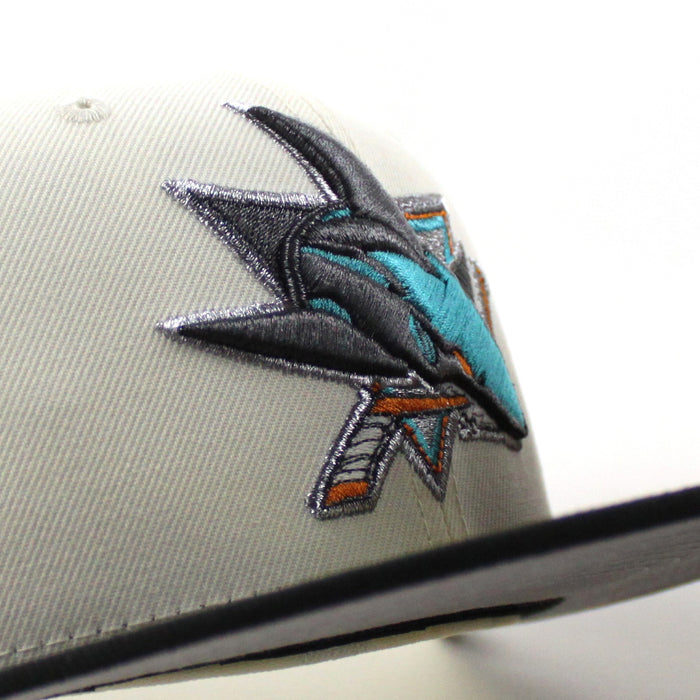 San Jose Sharks 25 Years New Era 59Fifty Fitted Hat (Chrome White Black Gray Under Brim)