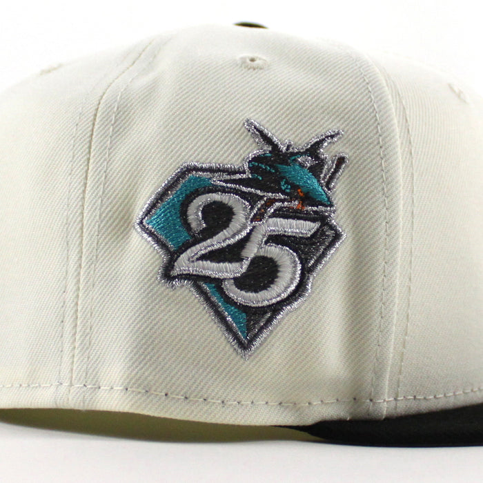 San Jose Sharks 25 Years New Era 59Fifty Fitted Hat (Chrome White Black Gray Under Brim)