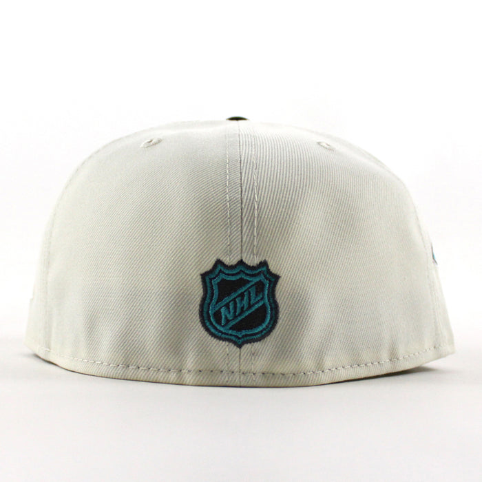 San Jose Sharks 25 Years New Era 59Fifty Fitted Hat (Chrome White Black Gray Under Brim)