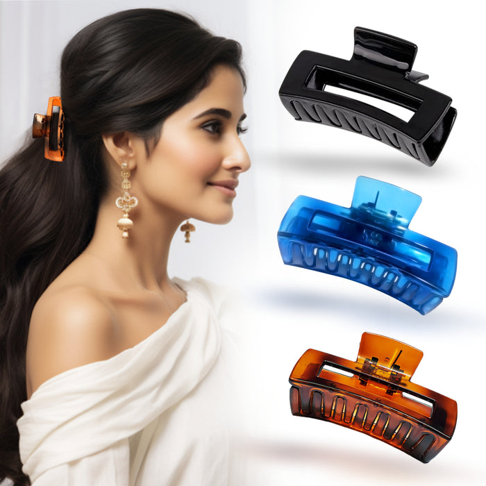 SANAS Large Rectangle Hair Claw Clips Set of 3 for Women
