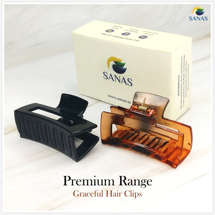 Black Brown Blue Rectangle Hair Claw Clips by SANAS